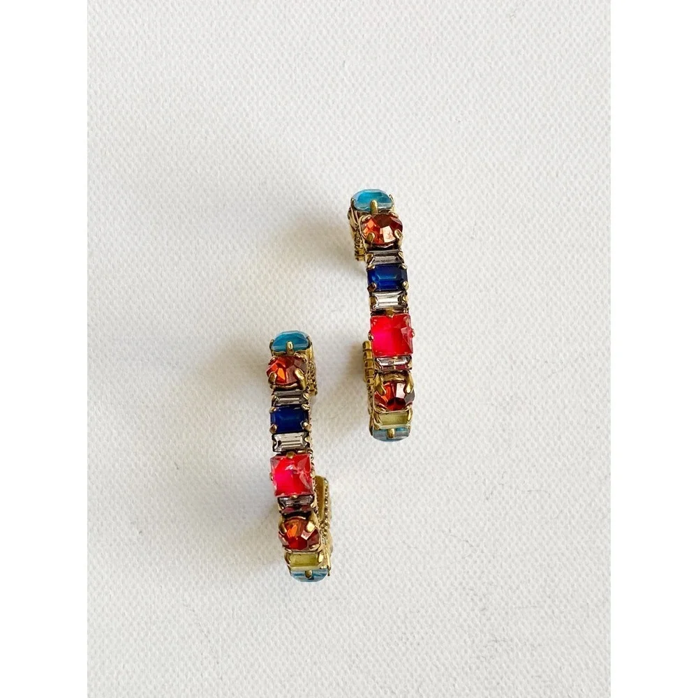 Erickson Beamon Funhouse Hoop Earrings 24k Gold Vermeil Plated Swarovski $303 - Picture 4 of 6